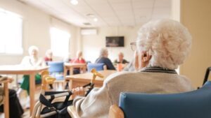 A group of nursing home residents, with some who may be wondering about what the IRS says about whether nursing home expenses are tax deductible